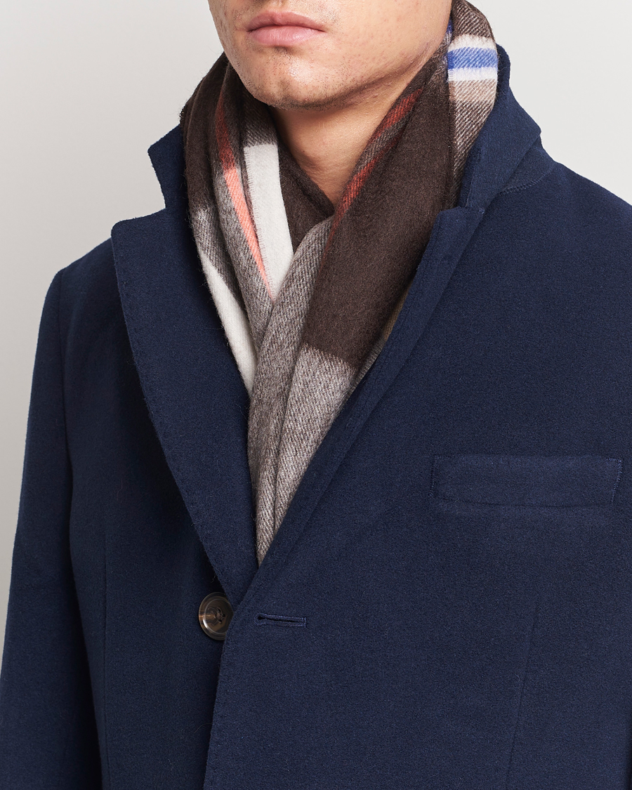 Hombres | Paul Smith Lambswool Checked Scarf Brown Multi | Paul Smith | Lambswool Checked Scarf Brown Multi