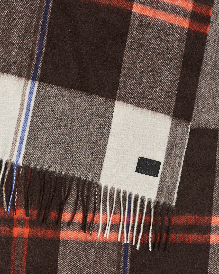Hombres | Paul Smith Lambswool Checked Scarf Brown Multi | Paul Smith | Lambswool Checked Scarf Brown Multi