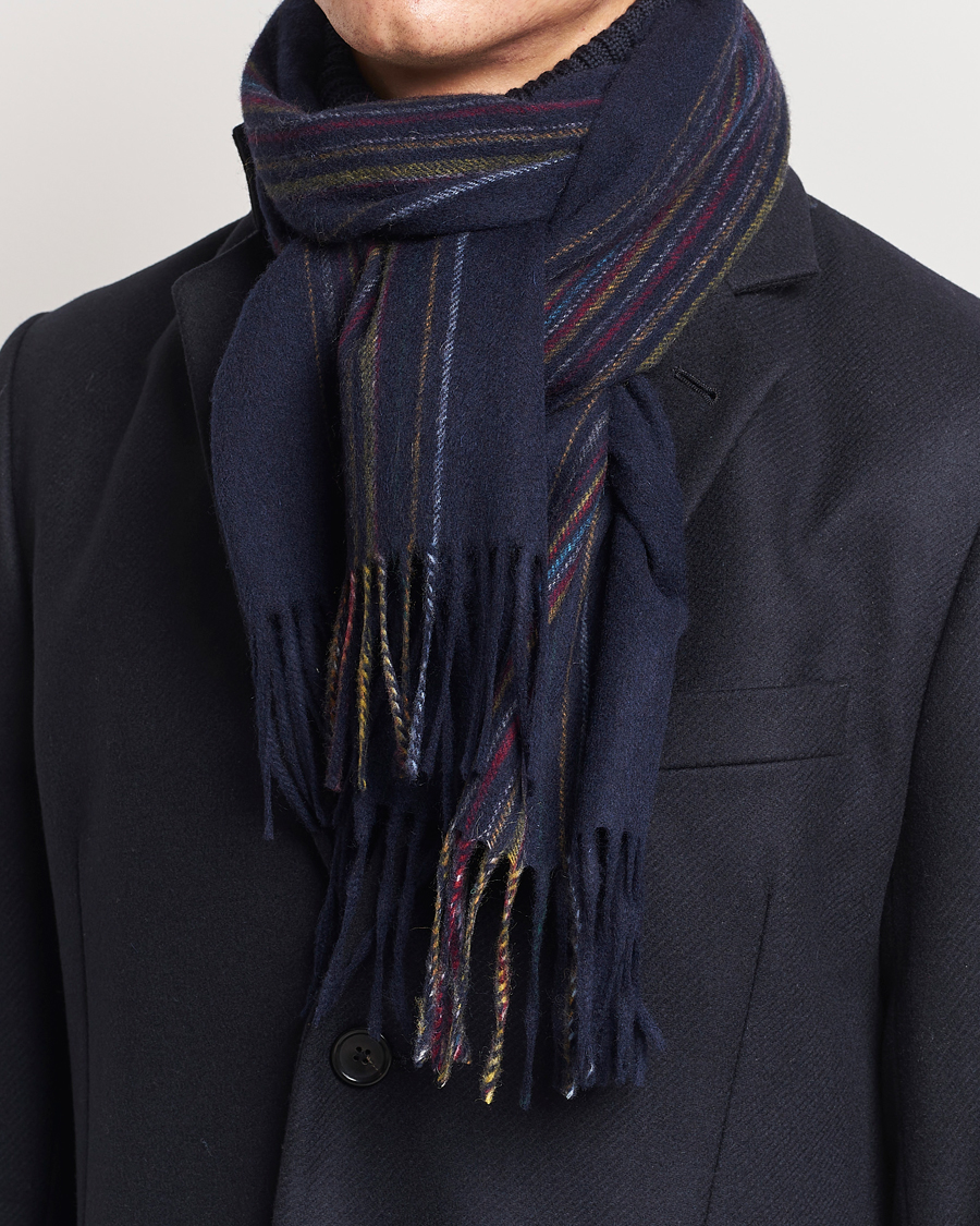 Hombres | Paul Smith Lambswool/Cashmere Signature Scarf Navy | Paul Smith | Lambswool/Cashmere Signature Scarf Navy