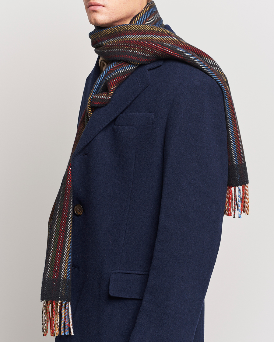 Hombres | Paul Smith Wool/Cashmere Stripe Herringbone Scarf Multi | Paul Smith | Wool/Cashmere Stripe Herringbone Scarf Multi