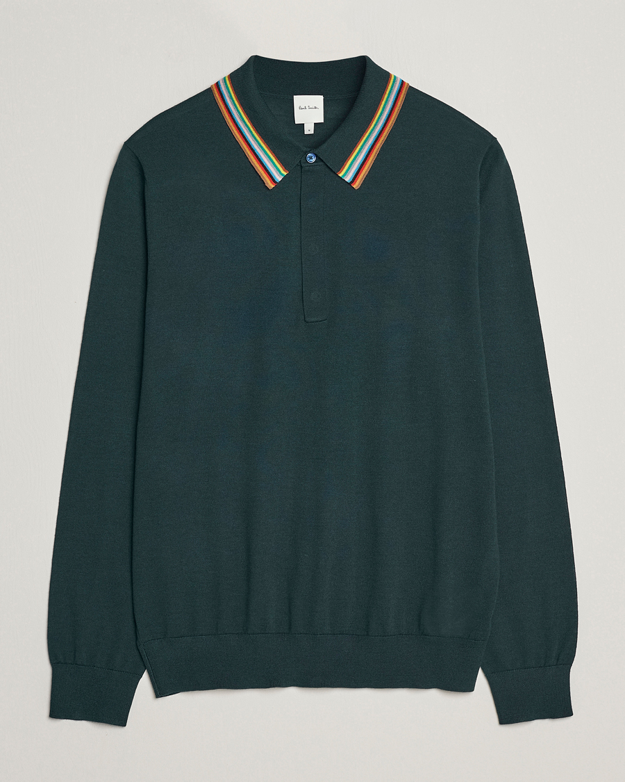 Hombres | Jerséis y prendas de punto | Paul Smith | Wool/Silk Knitted Polo Dark Green