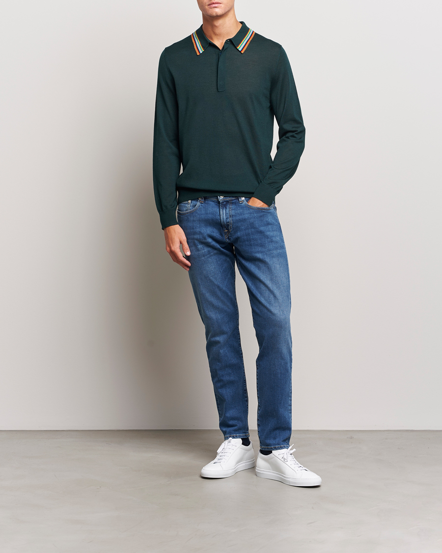Hombres | Jerséis y prendas de punto | Paul Smith | Wool/Silk Knitted Polo Dark Green