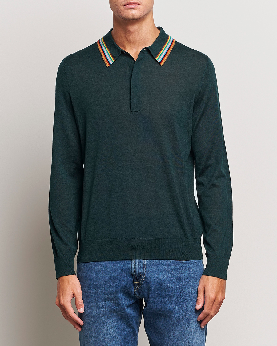 Hombres | Jerséis y prendas de punto | Paul Smith | Wool/Silk Knitted Polo Dark Green