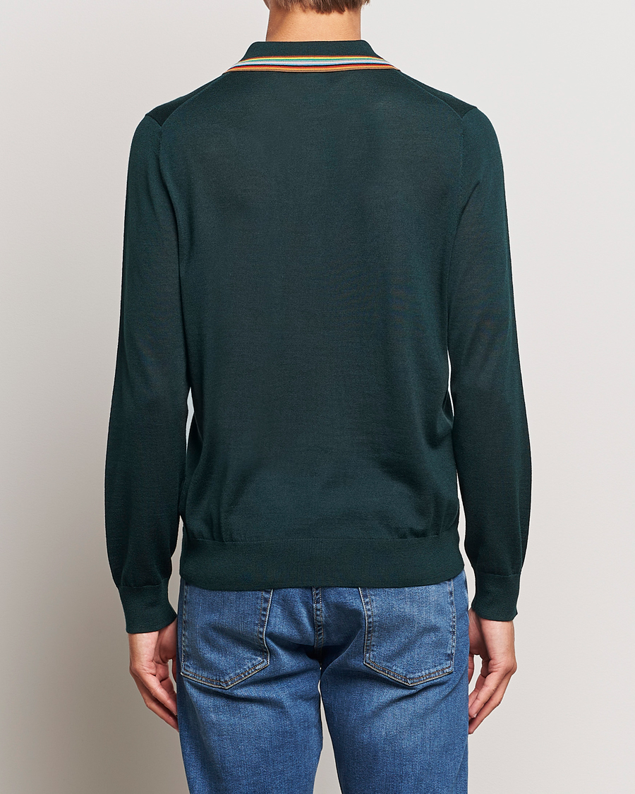 Hombres | Jerséis y prendas de punto | Paul Smith | Wool/Silk Knitted Polo Dark Green