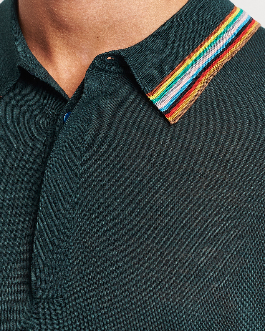Hombres | Jerséis y prendas de punto | Paul Smith | Wool/Silk Knitted Polo Dark Green