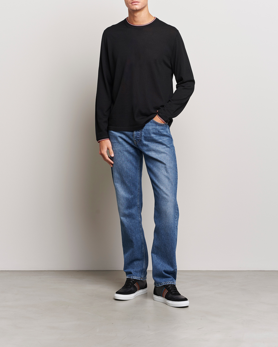 Hombres | Jerséis y prendas de punto | Paul Smith | Merino Wool Knitted Crew Neck Sweater Black