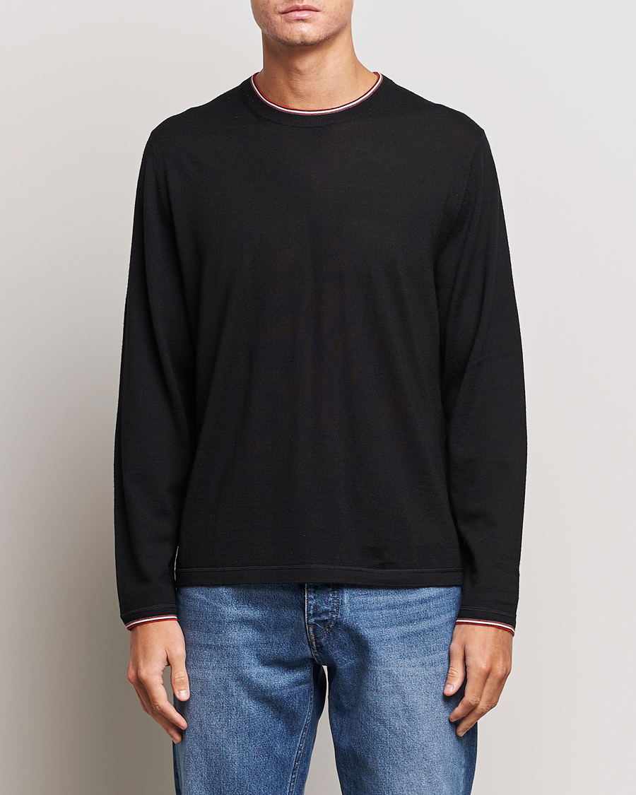 Hombres | Jerséis y prendas de punto | Paul Smith | Merino Wool Knitted Crew Neck Sweater Black