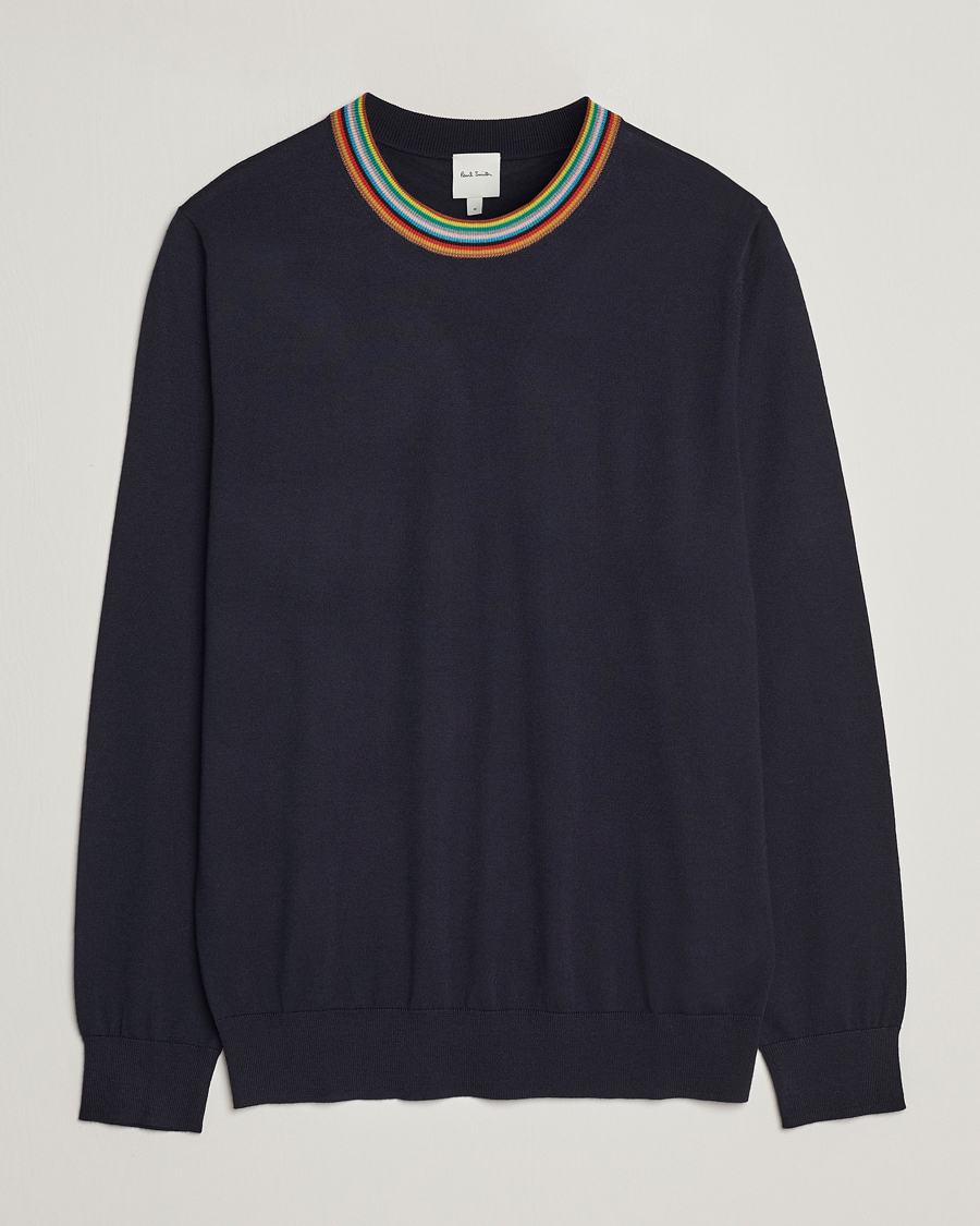 Hombres | Jerséis y prendas de punto | Paul Smith | Wool/Silk Knitted Crew Neck Navy