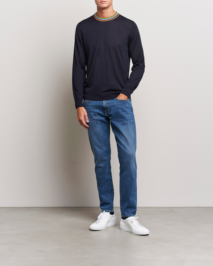 Hombres | Jerséis y prendas de punto | Paul Smith | Wool/Silk Knitted Crew Neck Navy