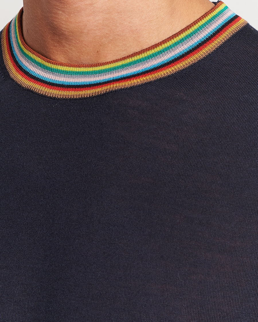 Hombres | Jerséis y prendas de punto | Paul Smith | Wool/Silk Knitted Crew Neck Navy