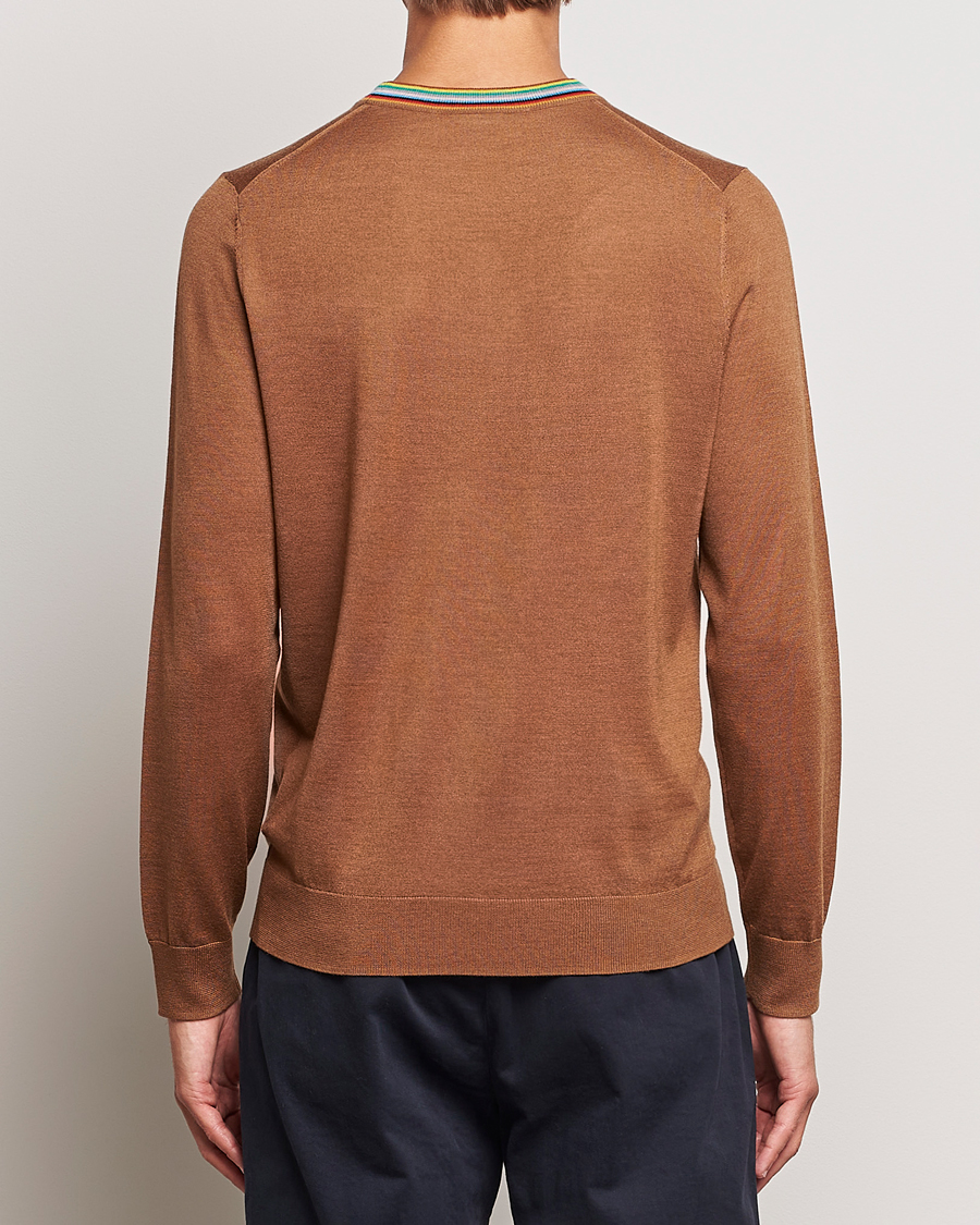 Hombres | Jerséis y prendas de punto | Paul Smith | Wool/Silk Knitted Crew Neck Brown