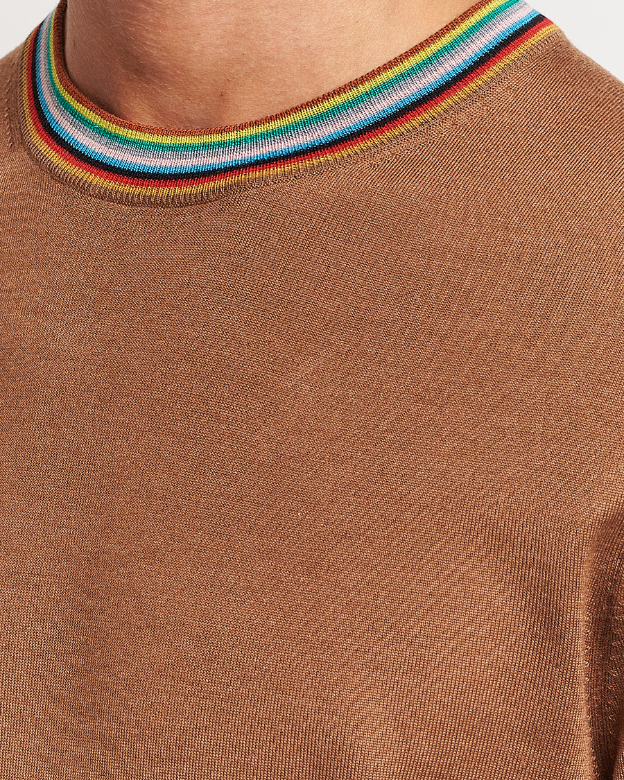 Hombres | Jerséis y prendas de punto | Paul Smith | Wool/Silk Knitted Crew Neck Brown