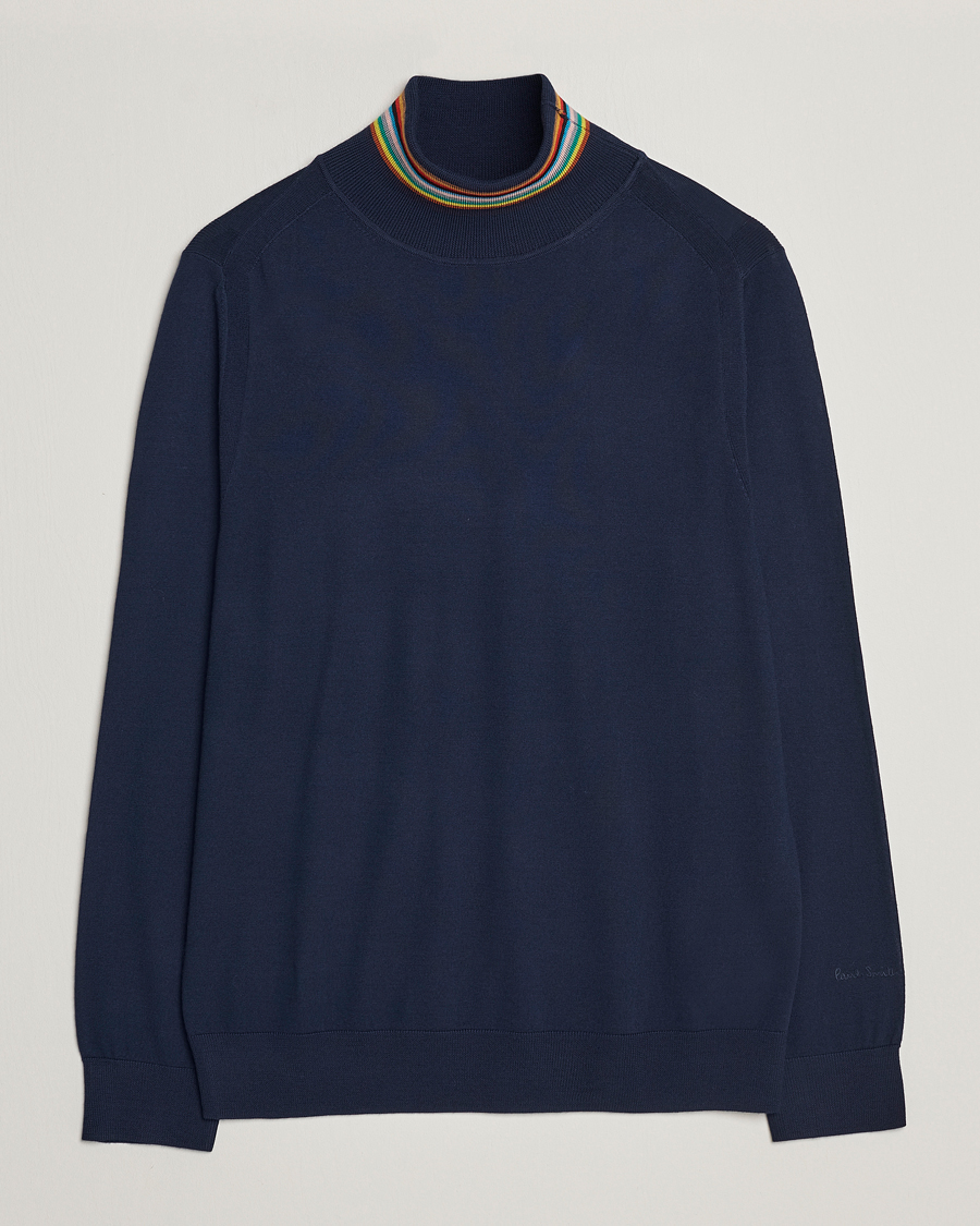 Hombres | Jerséis y prendas de punto | Paul Smith | Merino Wool Knitted Polo Navy