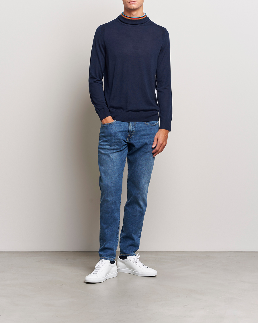 Hombres | Jerséis y prendas de punto | Paul Smith | Merino Wool Knitted Polo Navy