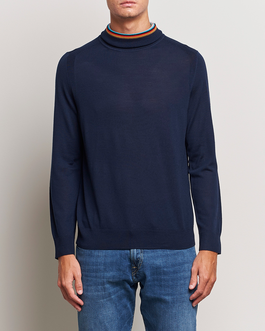 Hombres | Jerséis y prendas de punto | Paul Smith | Merino Wool Knitted Polo Navy