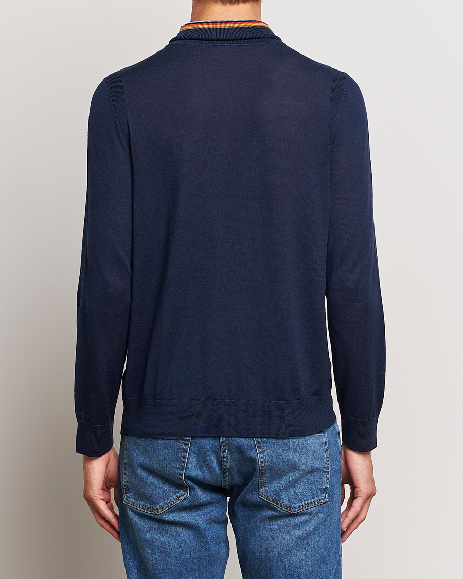 Hombres | Jerséis y prendas de punto | Paul Smith | Merino Wool Knitted Polo Navy