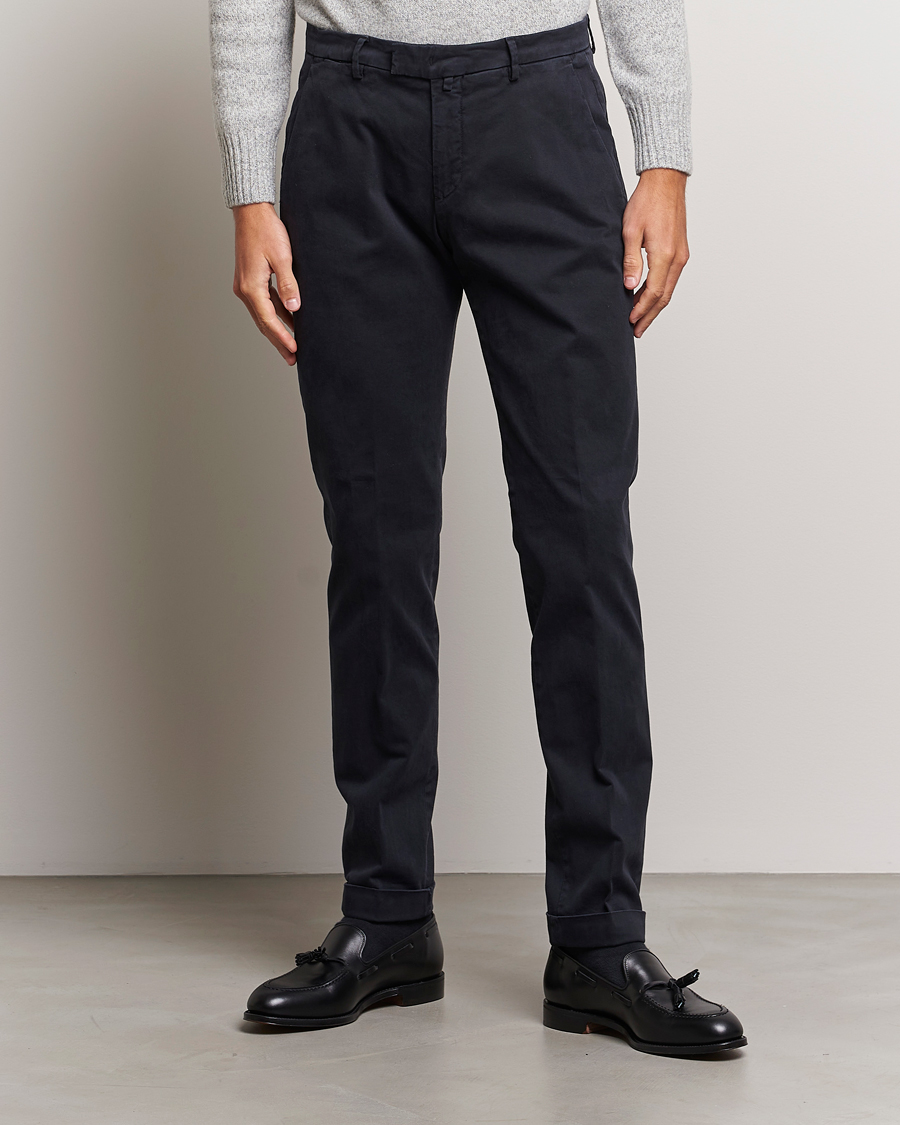 Hombres | Pantalones | Briglia 1949 | Slim Fit Cotton Stretch Chino Navy