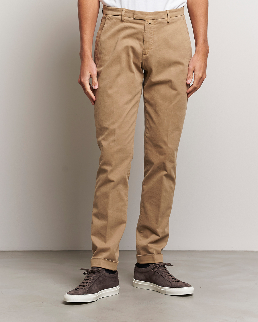 Hombres | Pantalones | Briglia 1949 | Slim Fit Cotton Stretch Chino Beige
