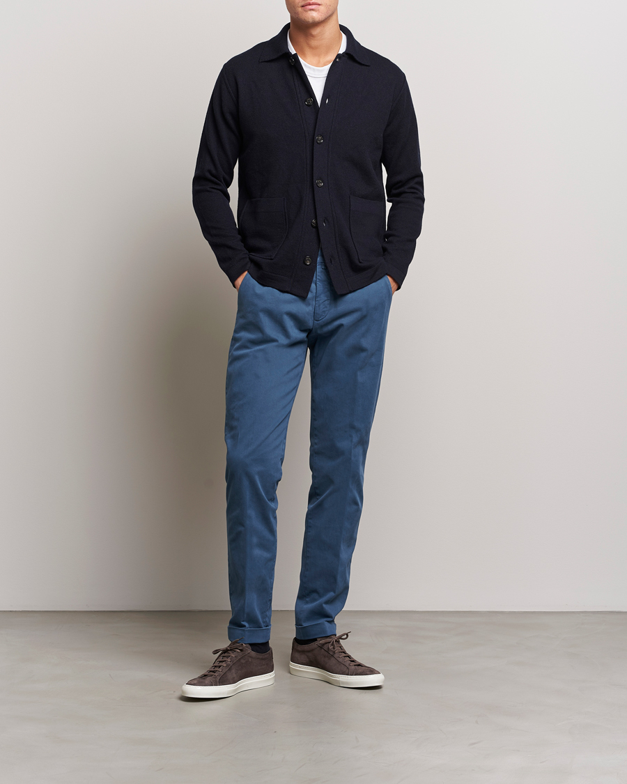 Hombres | Pantalones | Briglia 1949 | Slim Fit Cotton Stretch Chino Steel Blue