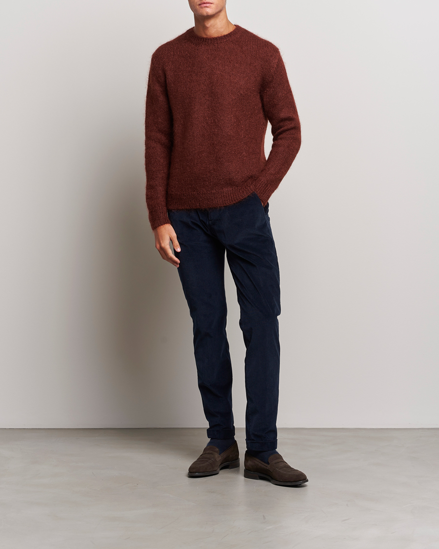 Hombres | Pantalones | Briglia 1949 | Slim Fit Corduroy Trousers Navy