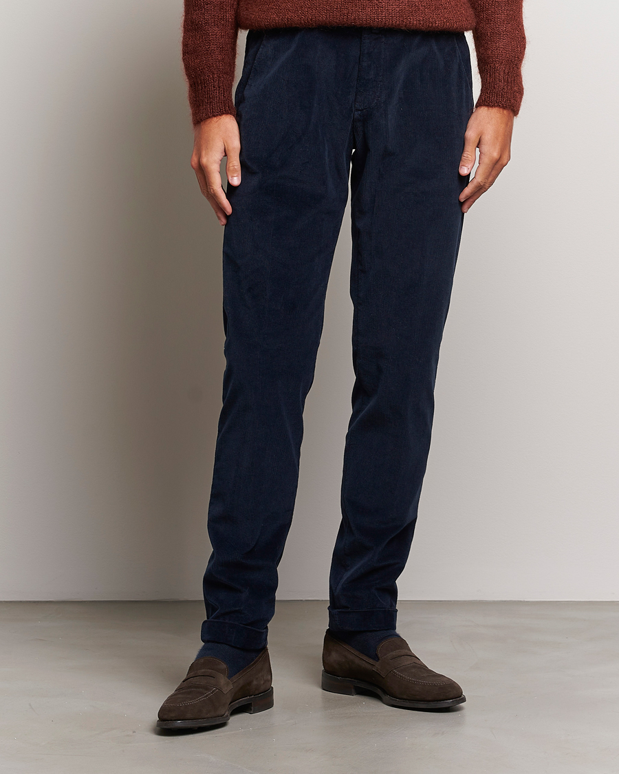 Hombres | Pantalones | Briglia 1949 | Slim Fit Corduroy Trousers Navy