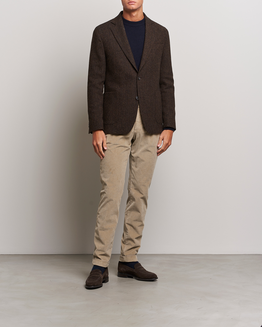 Hombres | Pantalones | Briglia 1949 | Slim Fit Corduroy Trousers Beige