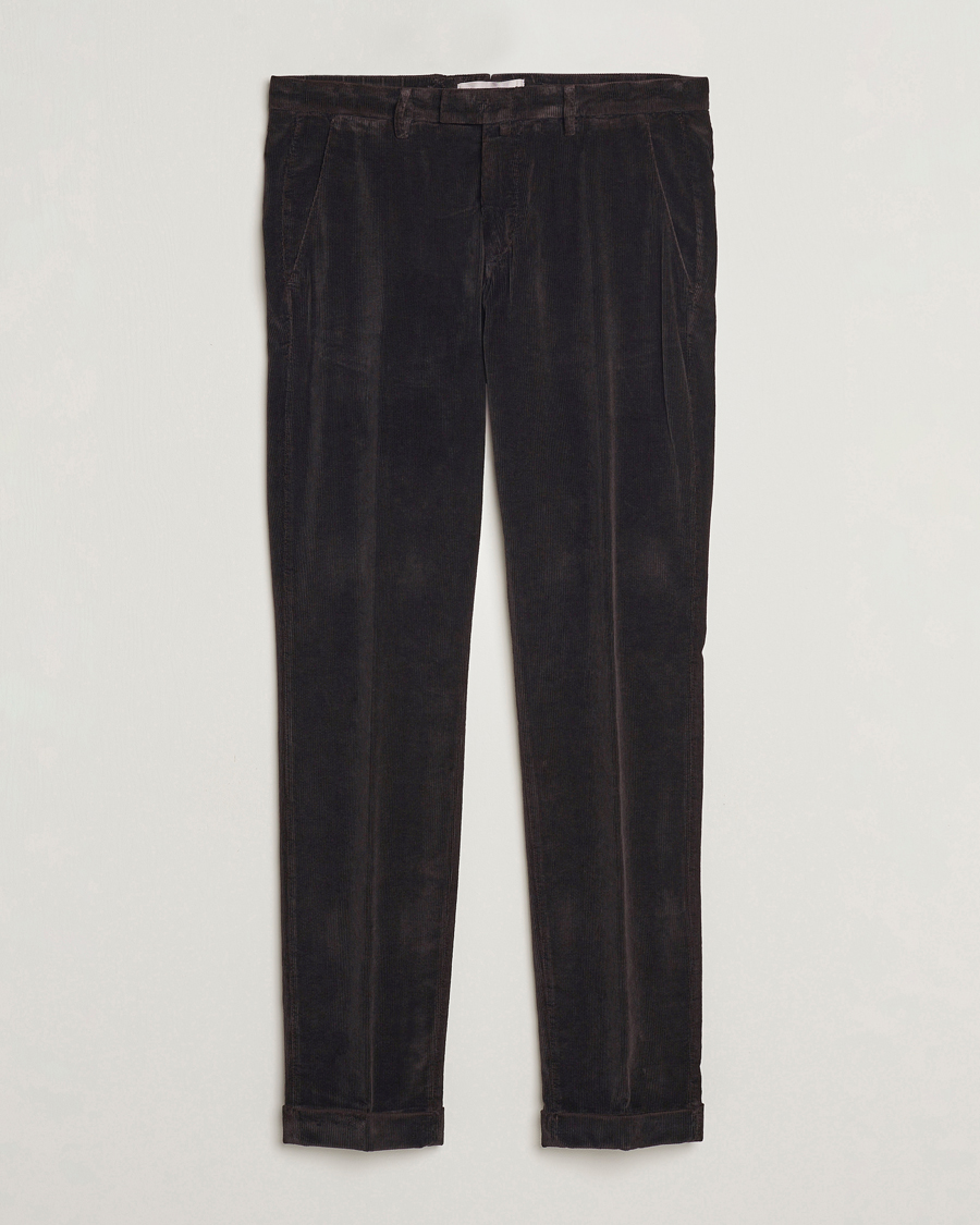 Hombres | Pantalones | Briglia 1949 | Slim Fit Corduroy Trousers Dark Brown