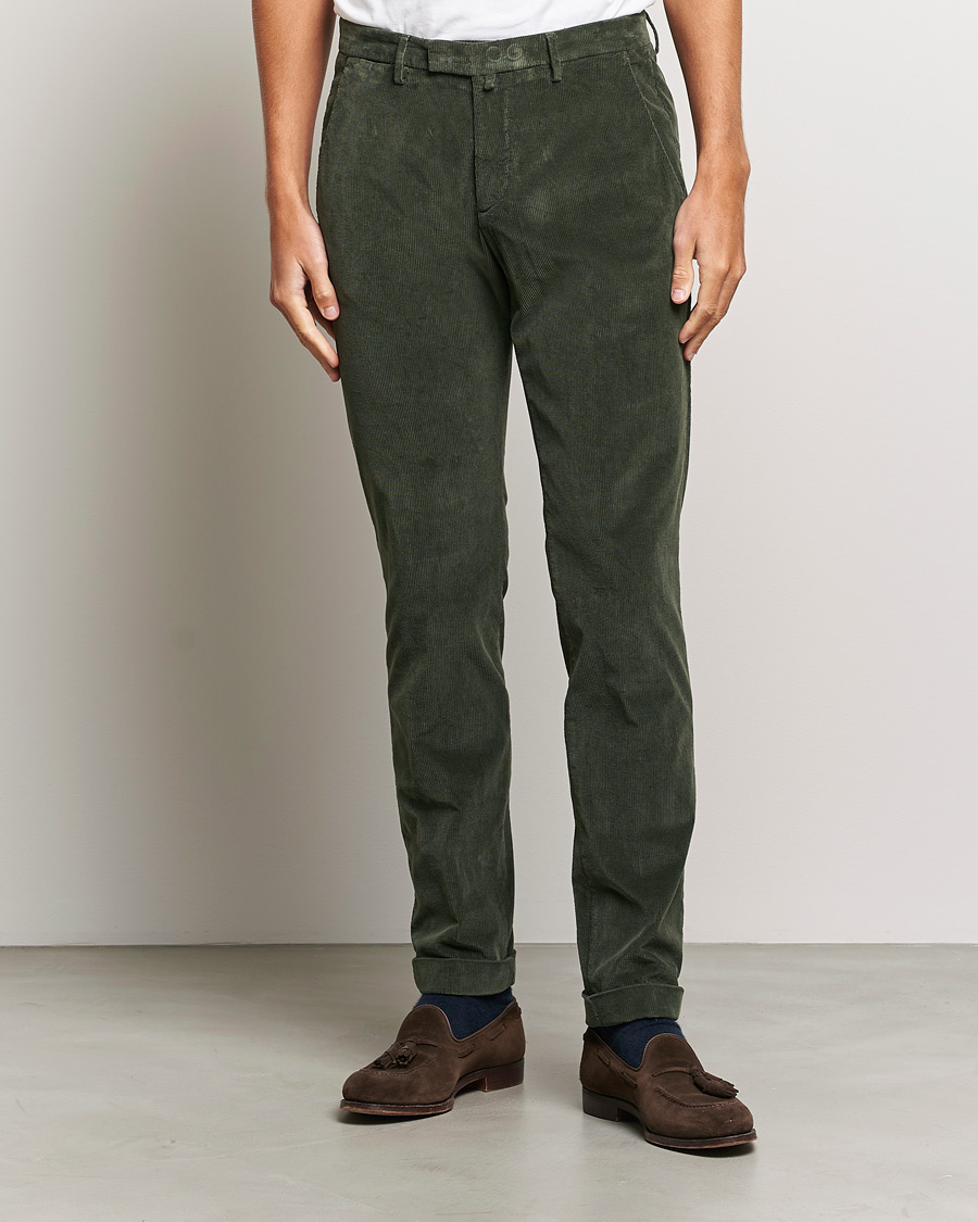 Hombres | Pantalones | Briglia 1949 | Slim Fit Corduroy Trousers Dark Green