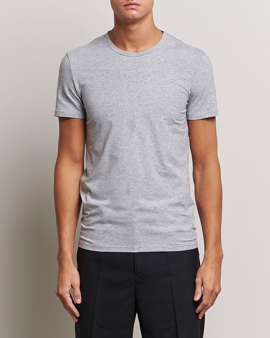 Hombres | Camisetas | Zegna | Stretch Cotton Round Neck T-Shirt Grey Melange
