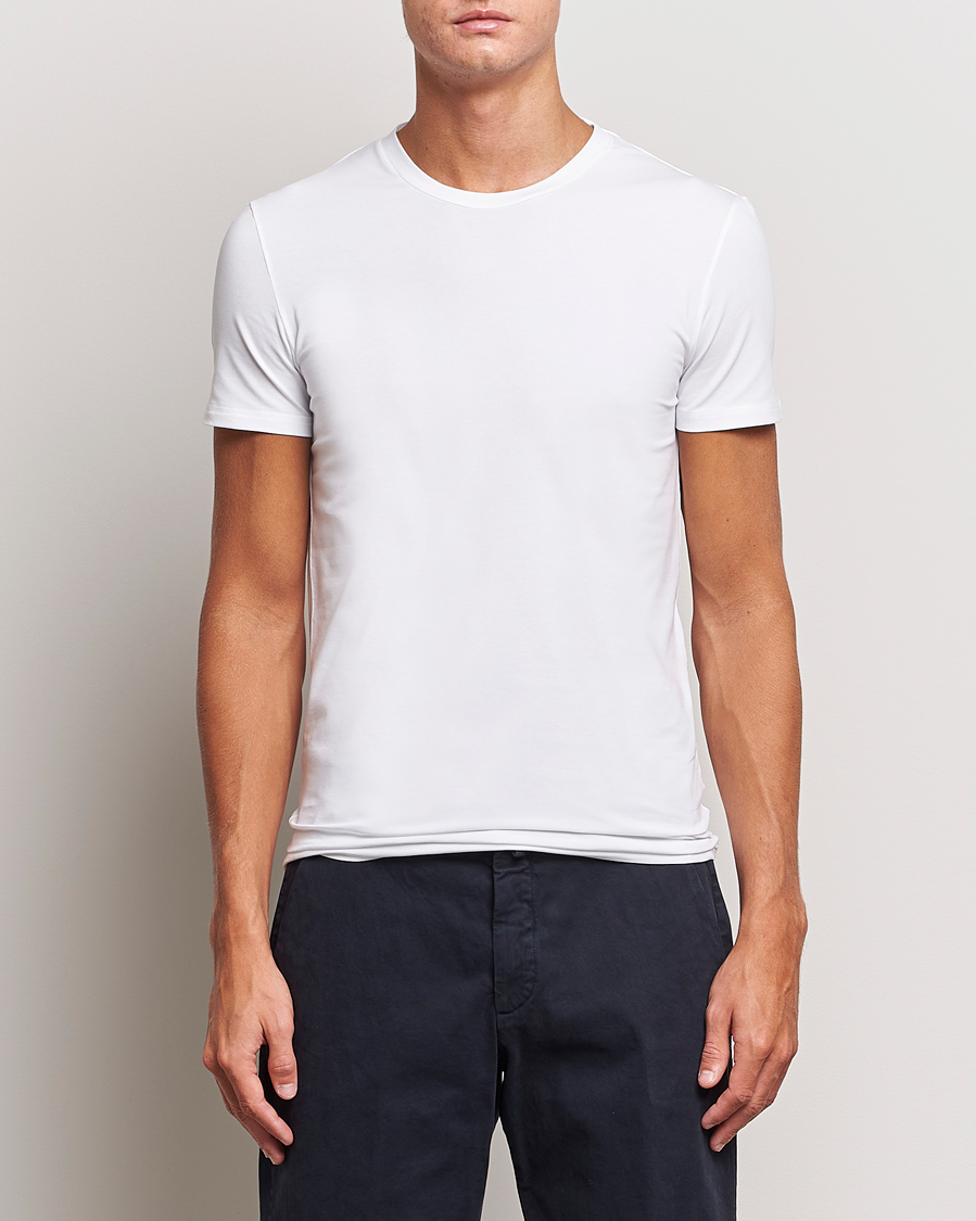 Hombres | Italian Department | Zegna | Stretch Cotton Round Neck T-Shirt White