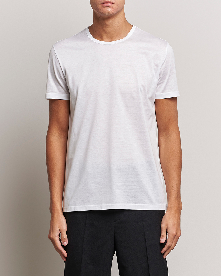 Hombres | Quiet Luxury | Zegna | Filoscozia Pure Cotton Round Neck T-Shirt White