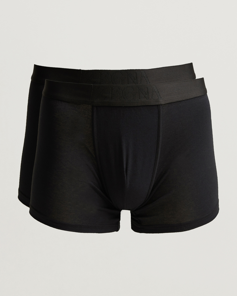 Hombres | Ropa interior y calcetines | Zegna | 2-Pack Stretch Cotton Boxers Black
