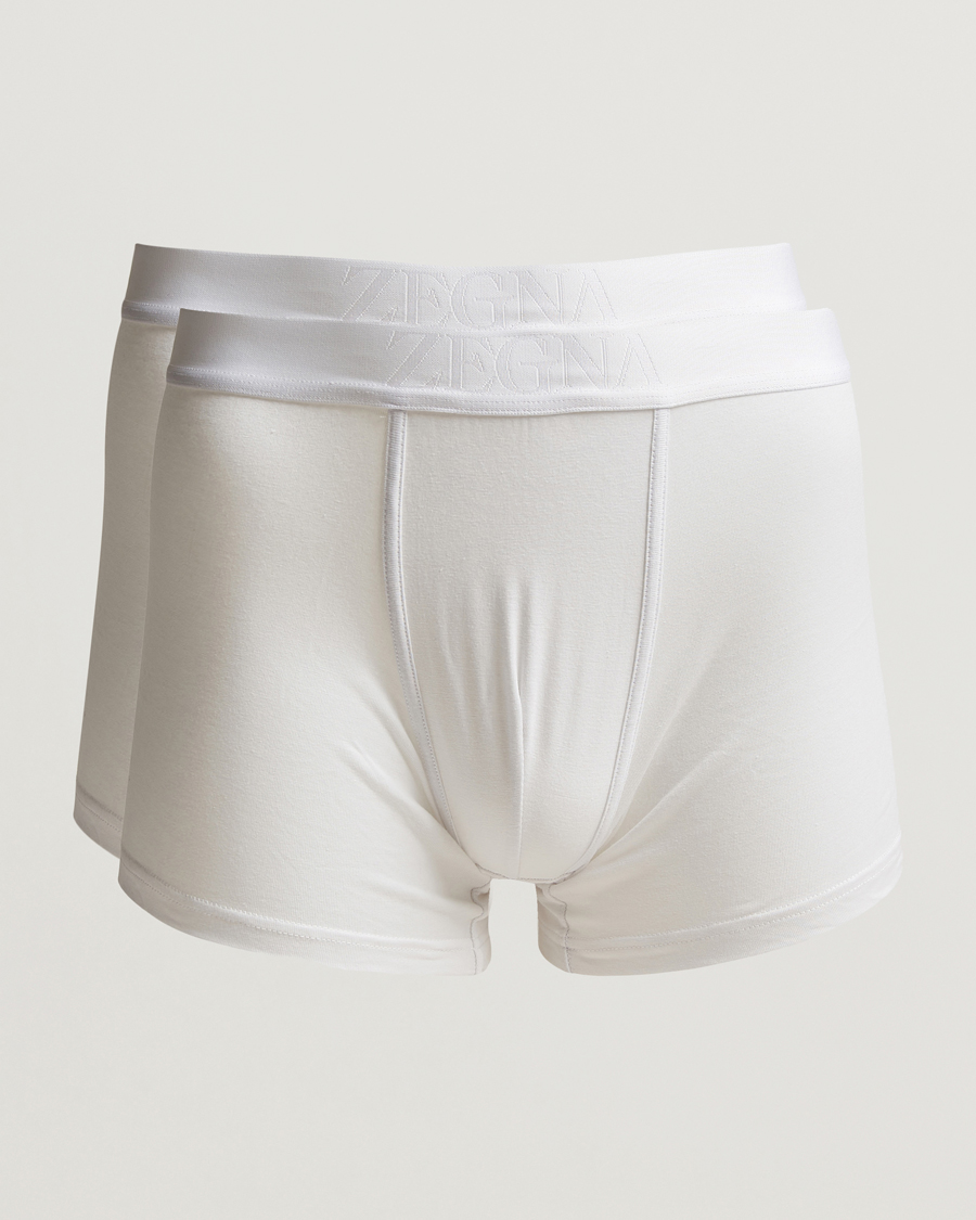 Hombres | Ropa interior y calcetines | Zegna | 2-Pack Stretch Cotton Boxers White