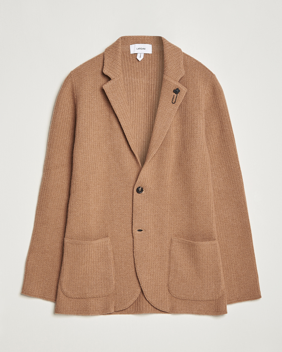 Hombres | Blazers | Lardini | Knitted Cashmere Blazer Beige