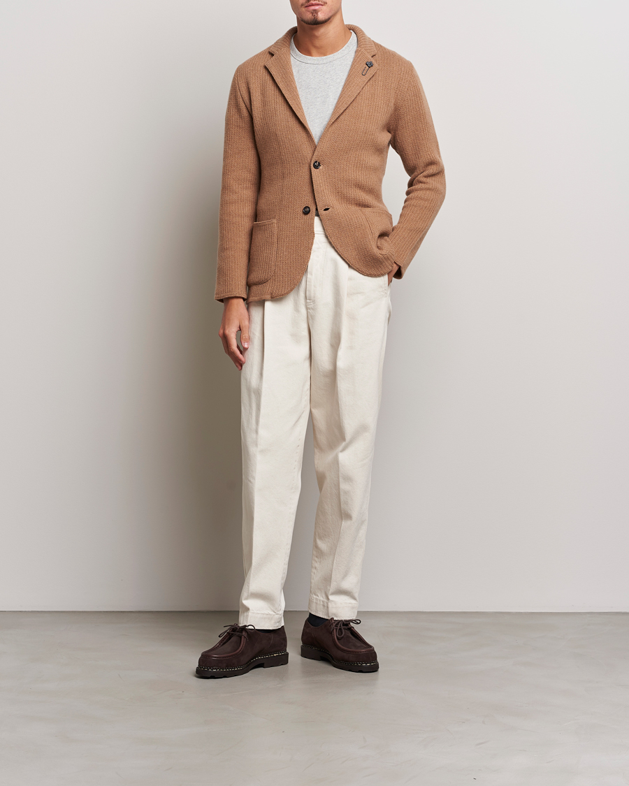 Hombres | Blazers | Lardini | Knitted Cashmere Blazer Beige