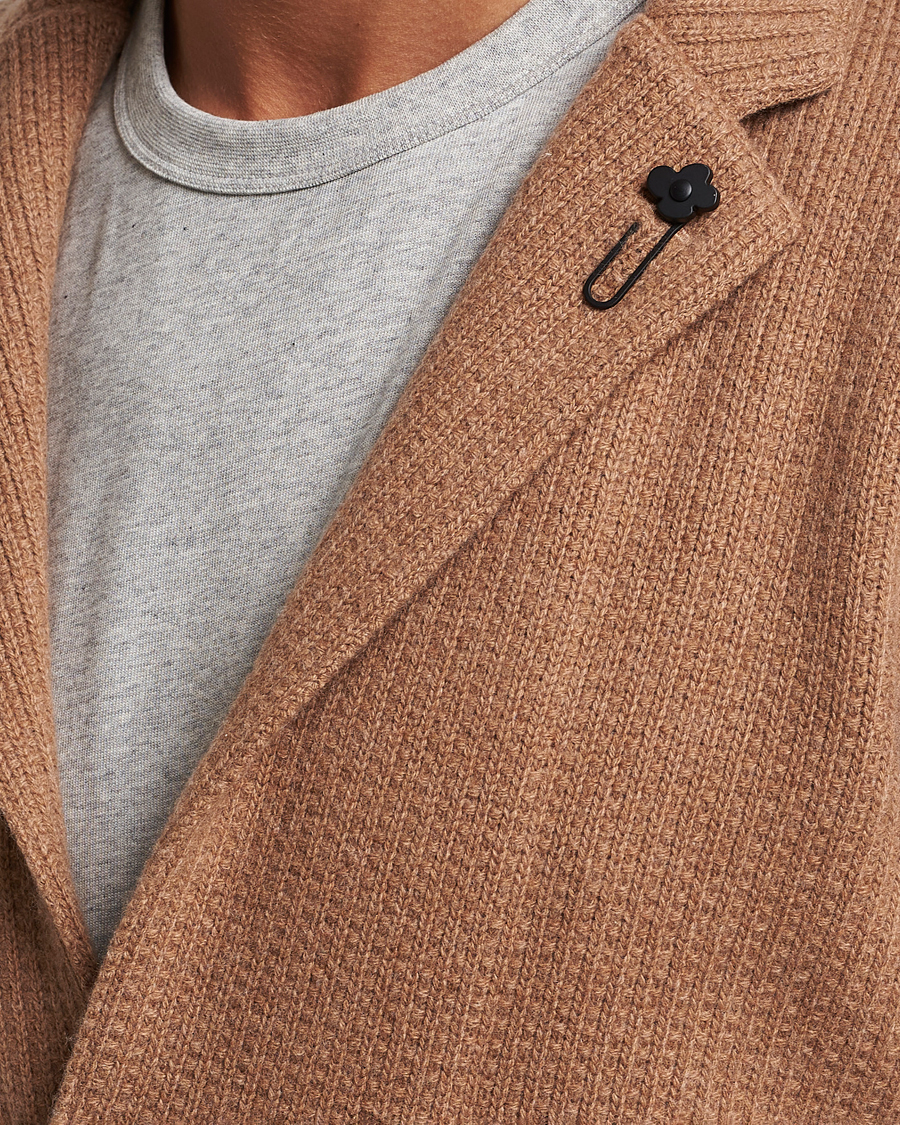Hombres | Blazers | Lardini | Knitted Cashmere Blazer Beige