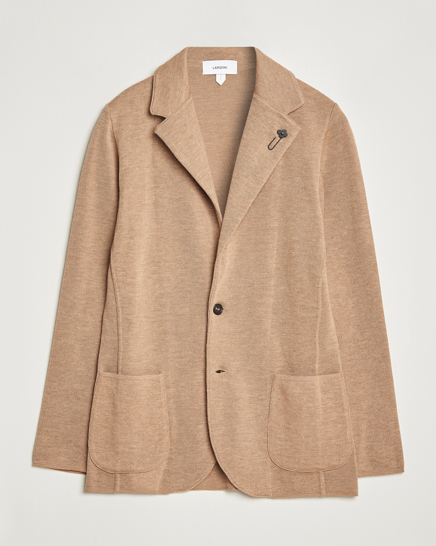 Hombres | Blazers | Lardini | Knitted Wool Blazer Beige