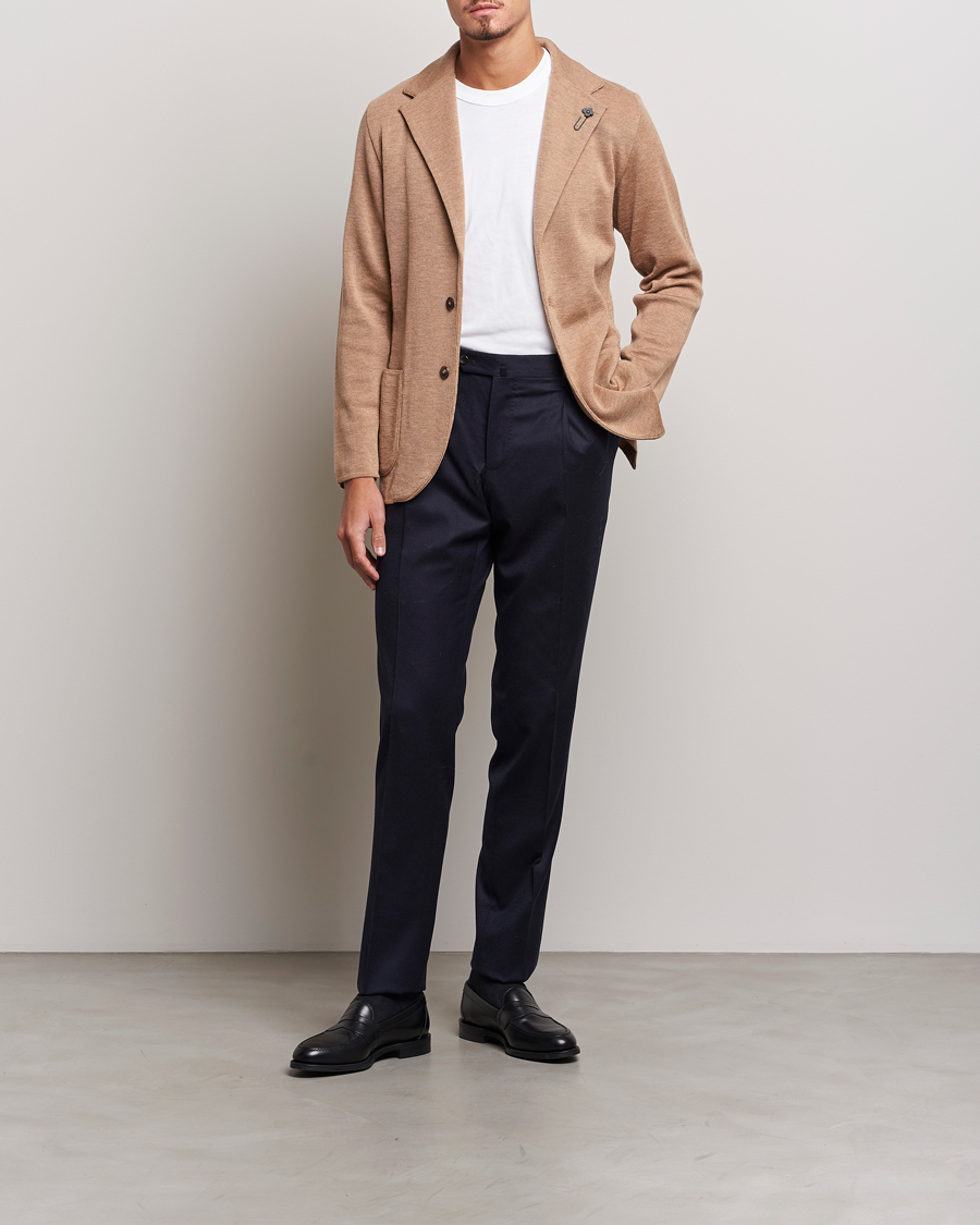 Hombres | Blazers | Lardini | Knitted Wool Blazer Beige