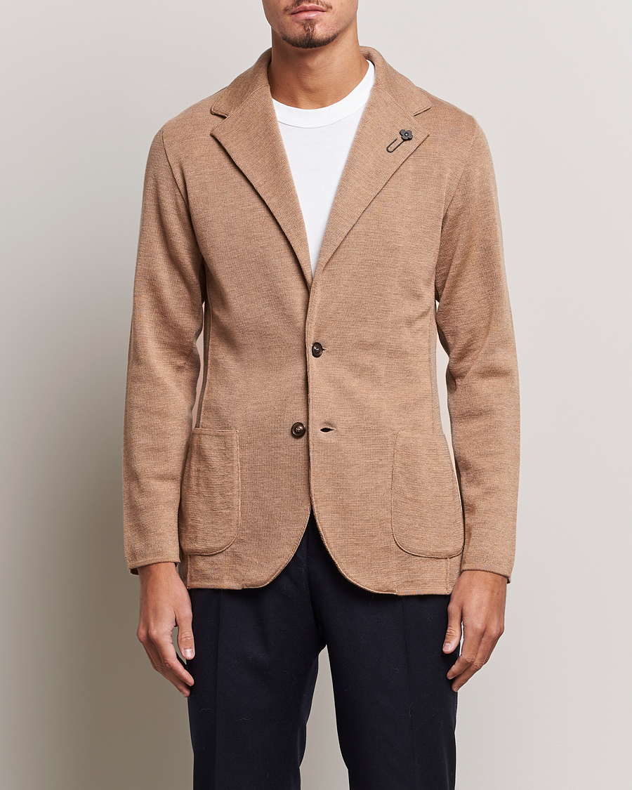 Hombres | Blazers | Lardini | Knitted Wool Blazer Beige