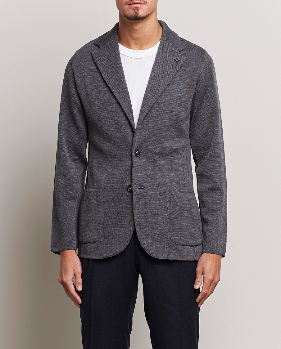 Hombres | Blazers | Lardini | Knitted Wool Blazer Grey
