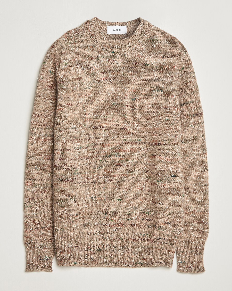 Hombres | Jerséis y prendas de punto | Lardini | Wool/Alpaca/Silk Boucle Roundneck Beige