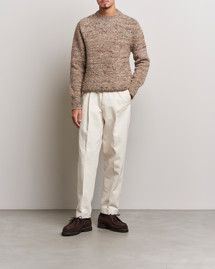 Hombres | Jerséis y prendas de punto | Lardini | Wool/Alpaca/Silk Boucle Roundneck Beige