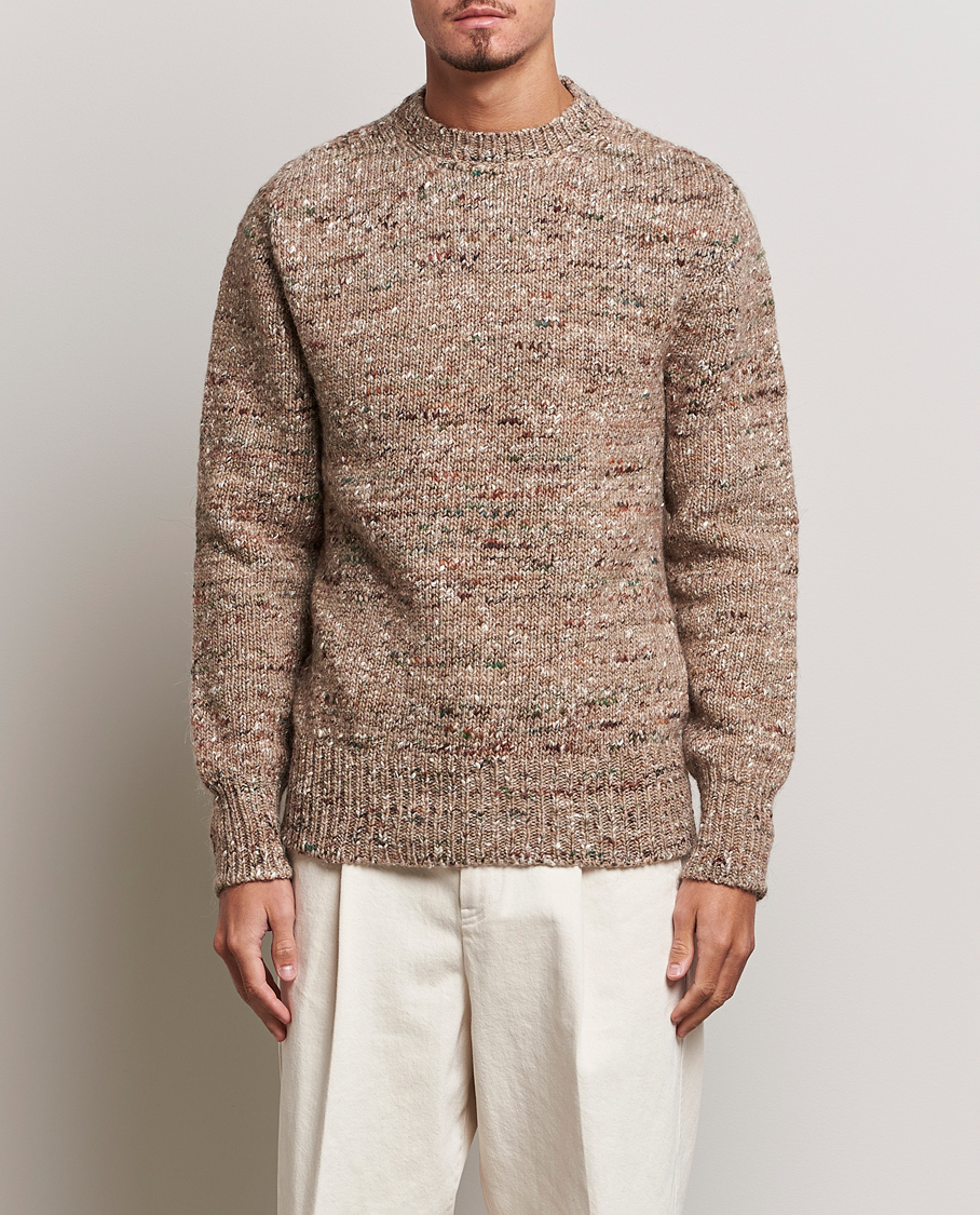 Hombres | Jerséis y prendas de punto | Lardini | Wool/Alpaca/Silk Boucle Roundneck Beige