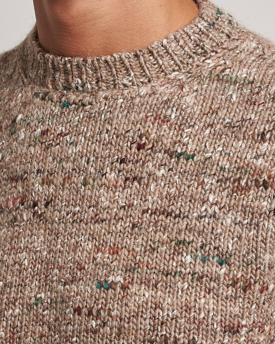 Hombres | Jerséis y prendas de punto | Lardini | Wool/Alpaca/Silk Boucle Roundneck Beige
