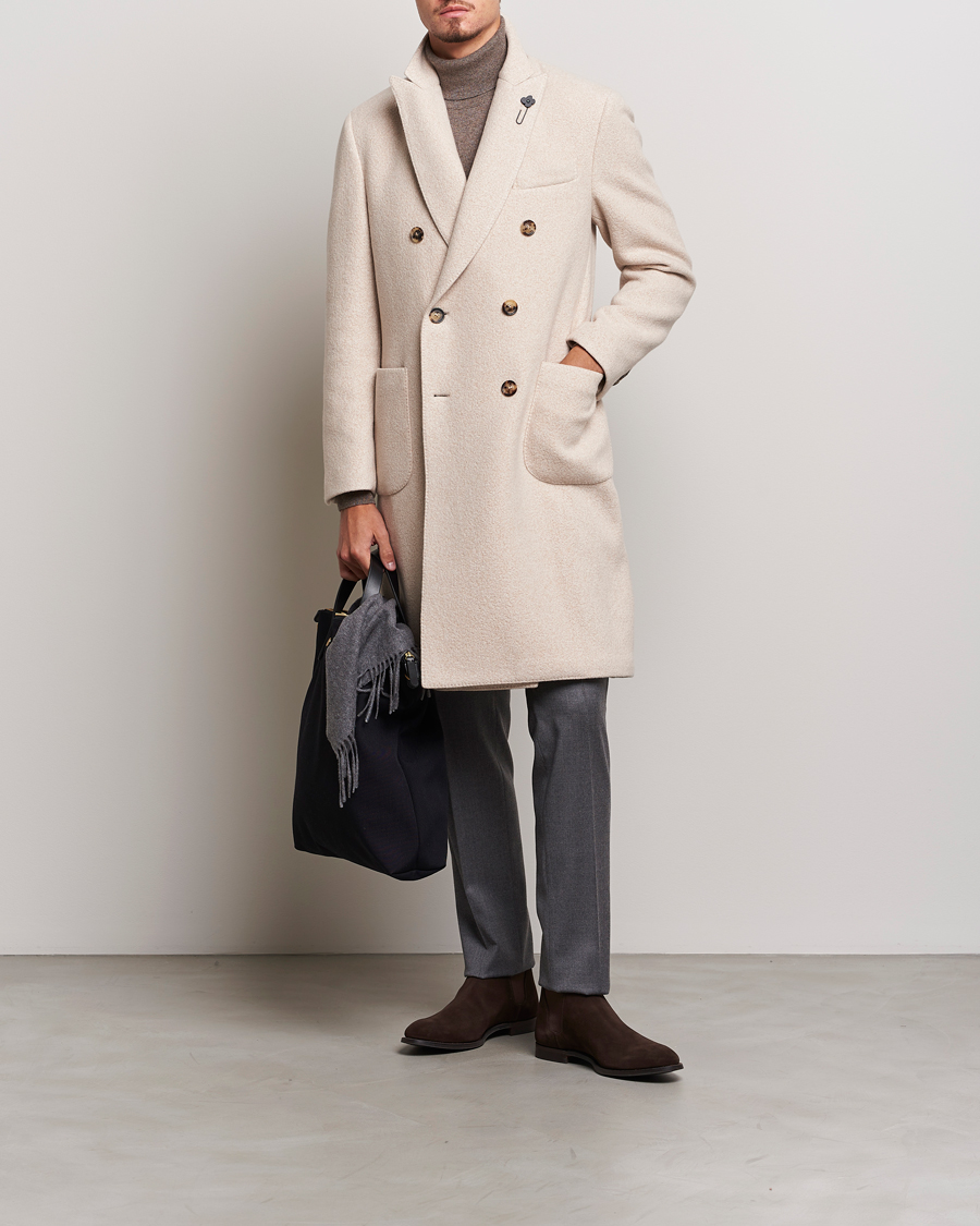 Hombres | Abrigos y chaquetas | Lardini | Wool/Silk/Cashmere Double Breasted Coat Beige