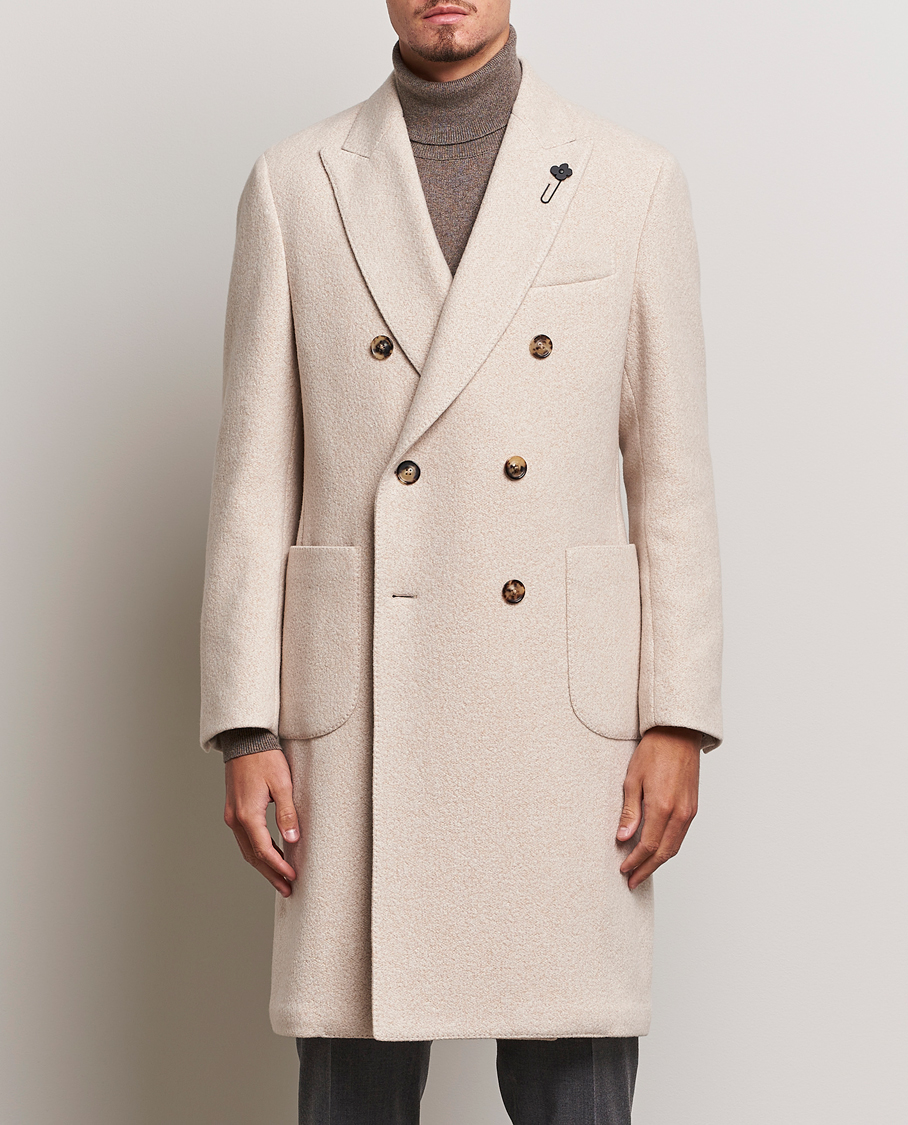 Hombres | Abrigos y chaquetas | Lardini | Wool/Silk/Cashmere Double Breasted Coat Beige