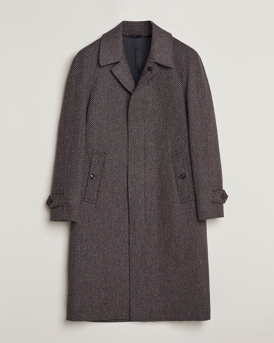 Hombres | Abrigos y chaquetas | Lardini | Wool/Cashmere Herringbone Raglan Coat Navy/Brown