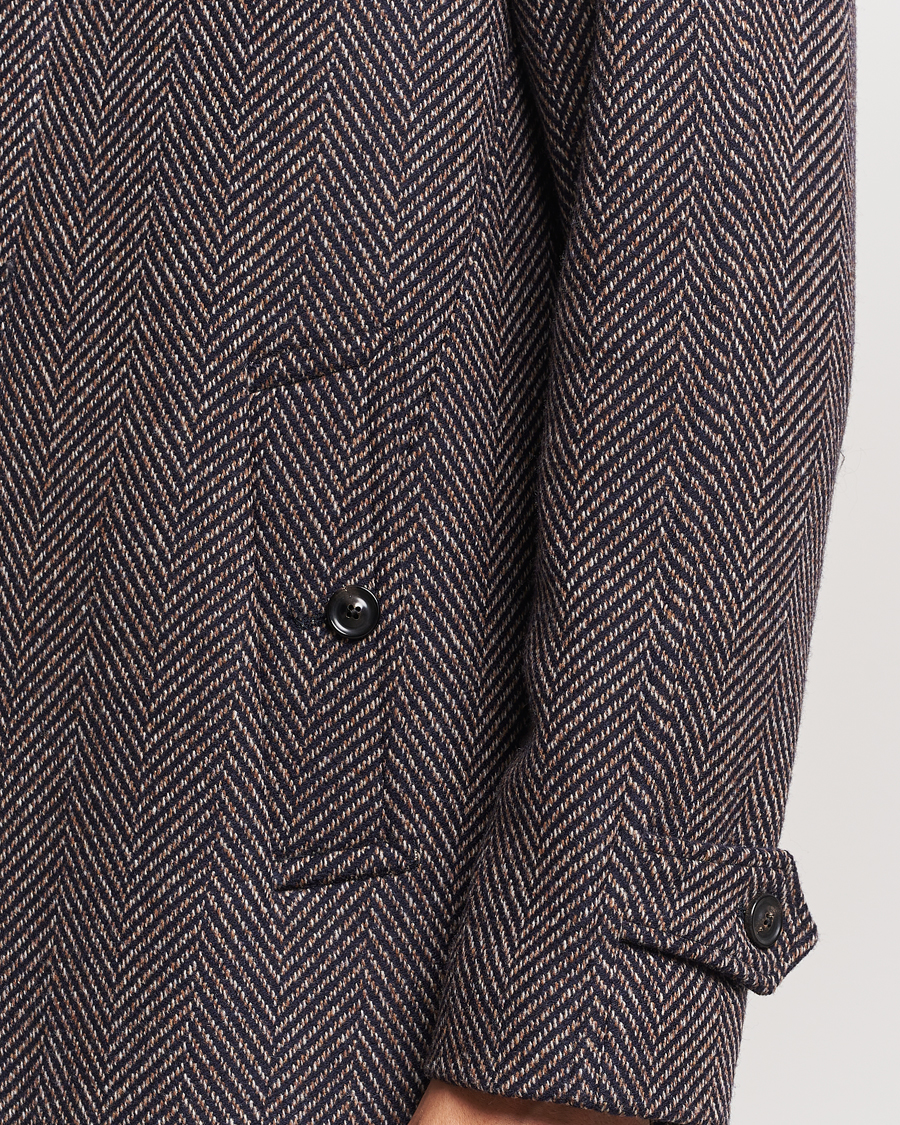 Hombres | Abrigos y chaquetas | Lardini | Wool/Cashmere Herringbone Raglan Coat Navy/Brown