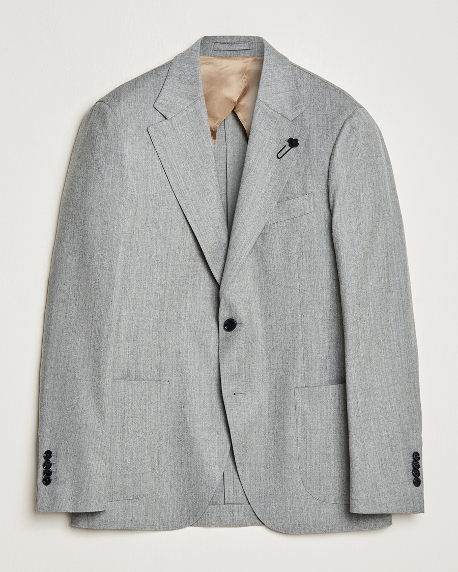 Hombres | Blazers | Lardini | Wool/Cashmerer Flanell Blazer Light Grey