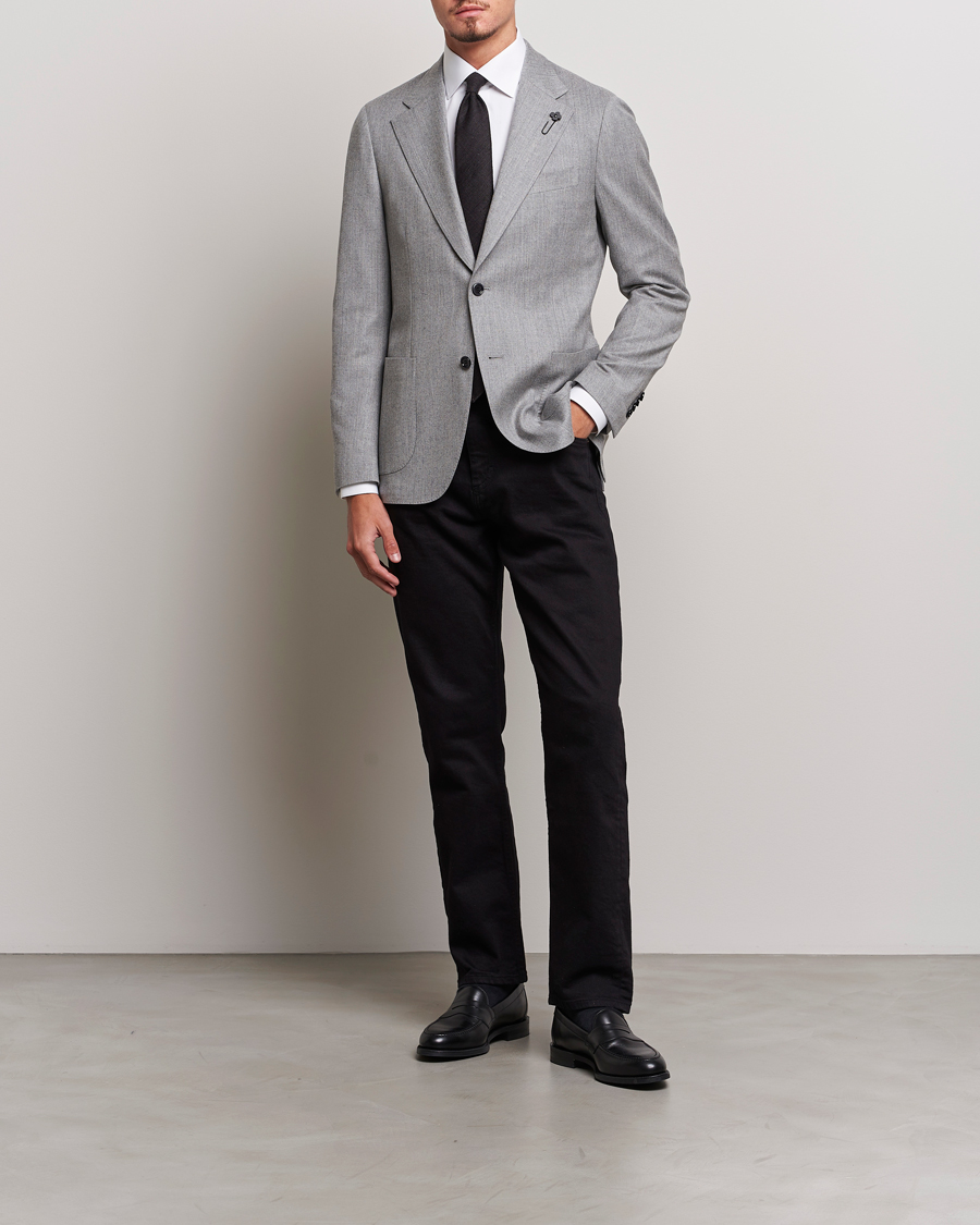 Hombres | Blazers | Lardini | Wool/Cashmerer Flanell Blazer Light Grey